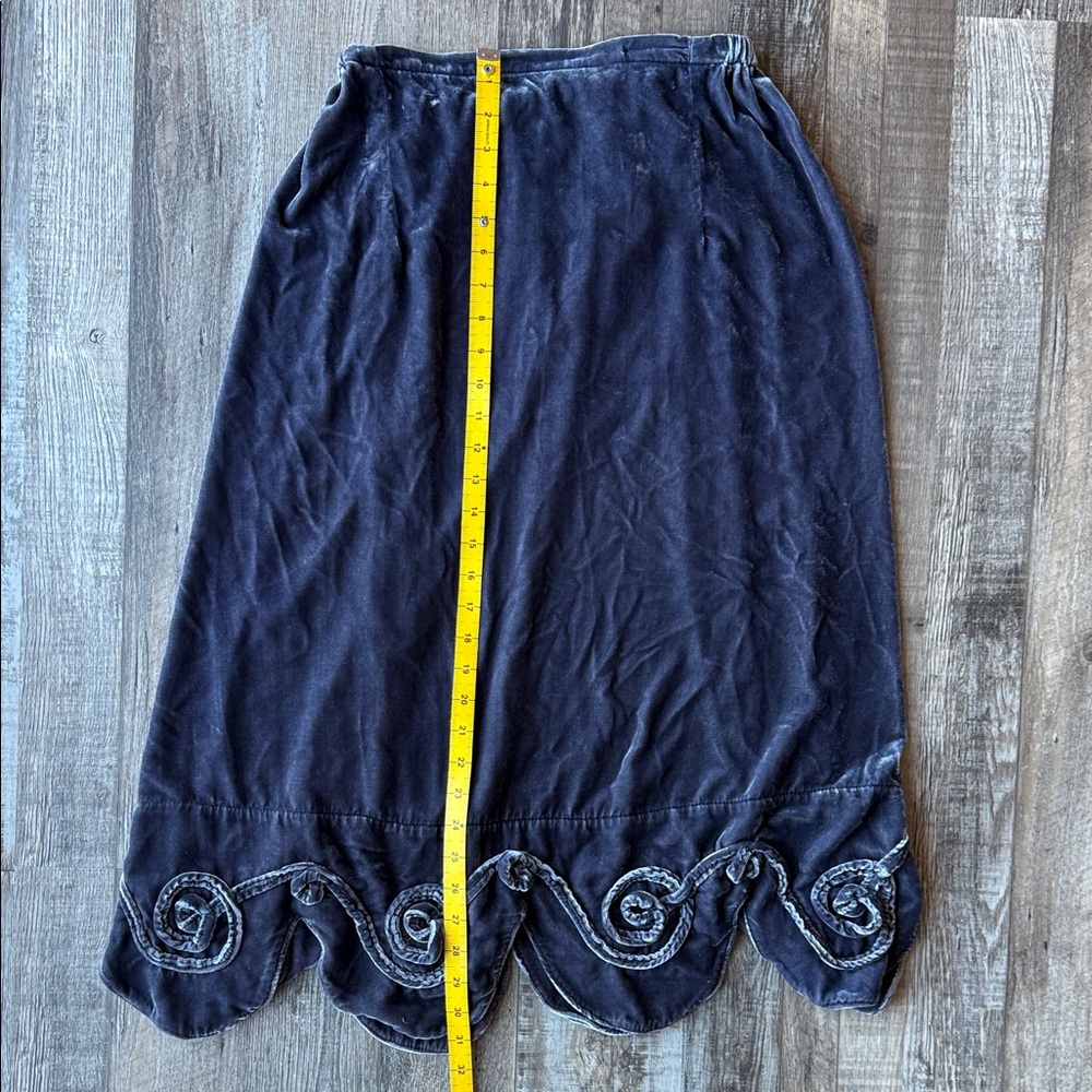 Krista Larson Blue / Gray Velvet Skirt - Picture 5 of 6